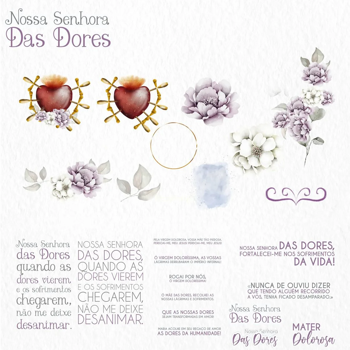 Kit Digital Santinhos Nossa Senhora das Dores Ilustração Png