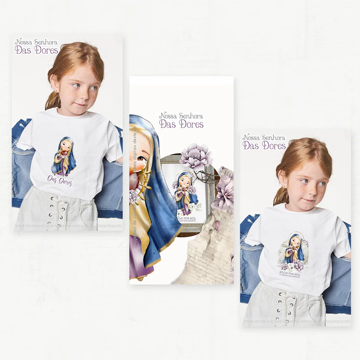 Kit Digital Santinhos Nossa Senhora das Dores Ilustração Png