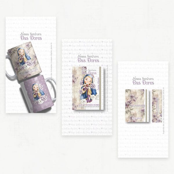 Kit Digital Santinhos Nossa Senhora das Dores Ilustração Png