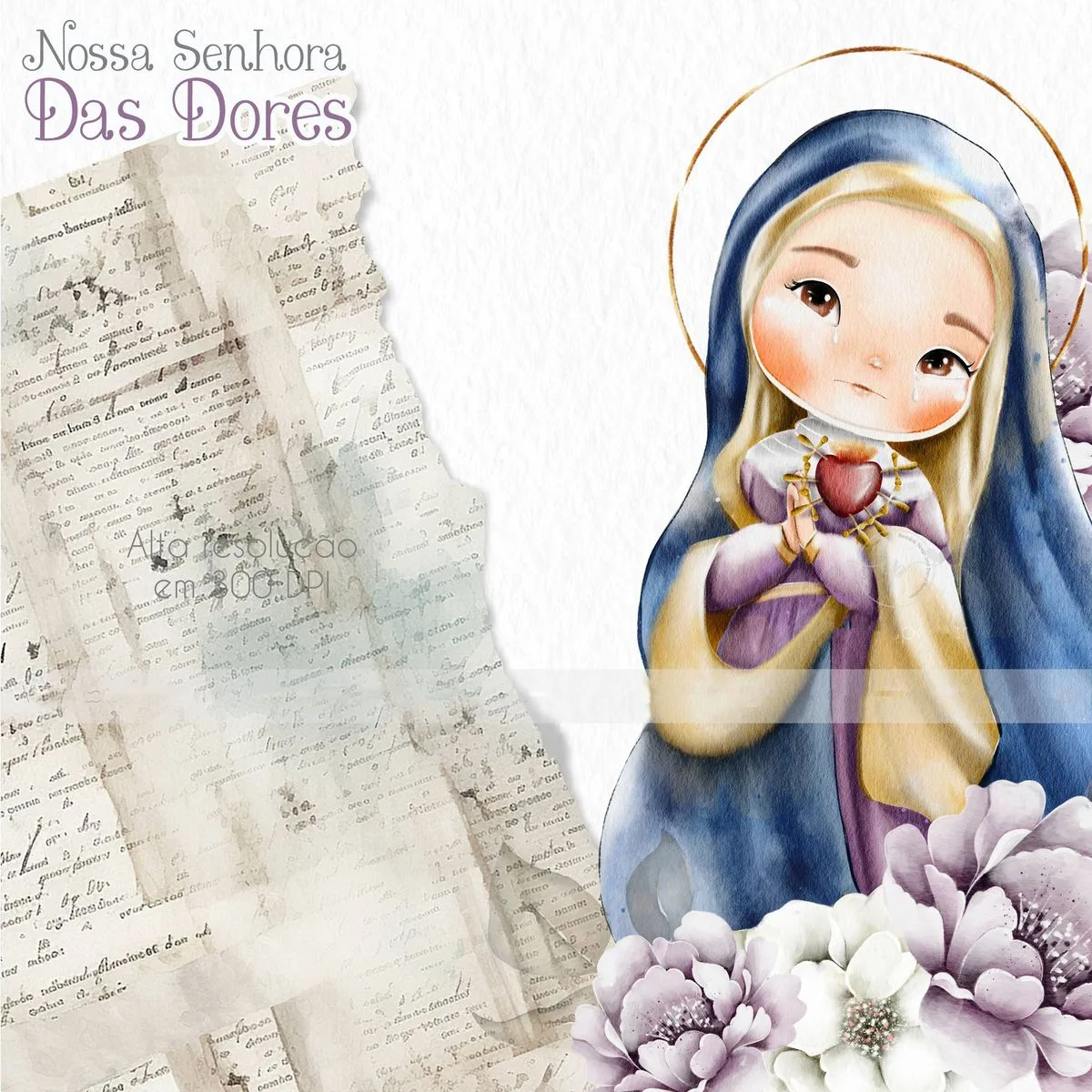 Kit Digital Santinhos Nossa Senhora das Dores Ilustração Png