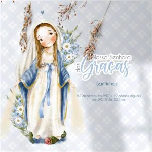 Kit Digital Santinhos Nossa Senhora das Graças V2 Aquarelado 17 Kit Digital Santinhos Nossa Senhora das Graças V2 Aquarelado