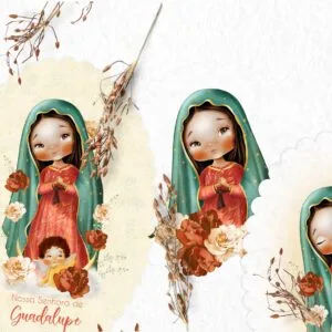 Kit Digital Santinhos Nossa Senhora de Guadalupe Em Aquarela