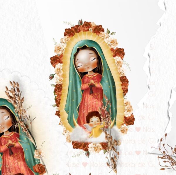 Kit Digital Santinhos Nossa Senhora de Guadalupe Em Aquarela