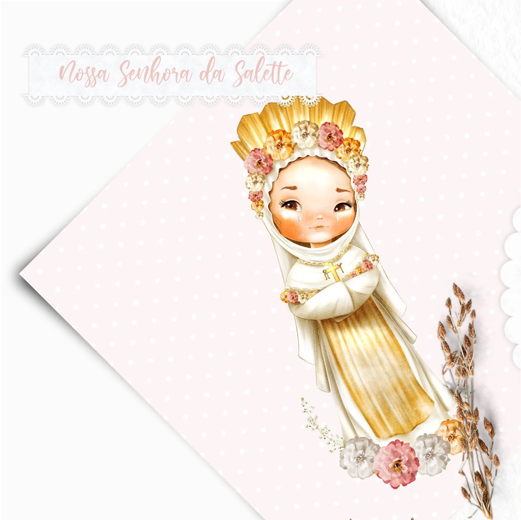 Kit Digital Santinhos Nossa Senhora de La Salette Aquarela 8 Kit Digital Santinhos Nossa Senhora de La Salette Aquarela