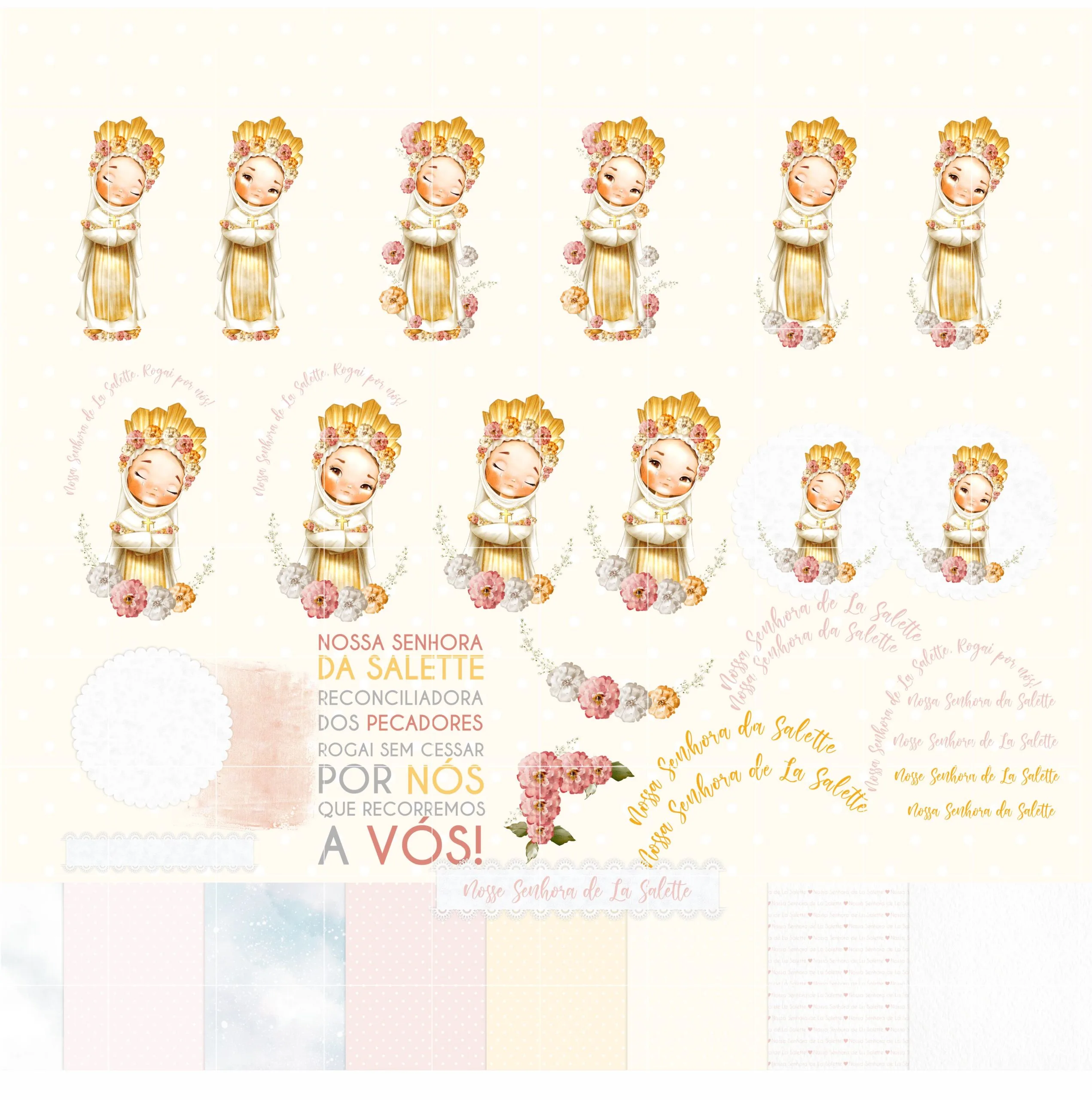 Kit Digital Santinhos Nossa Senhora de La Salette Aquarela 4 Kit Digital Santinhos Nossa Senhora de La Salette Aquarela