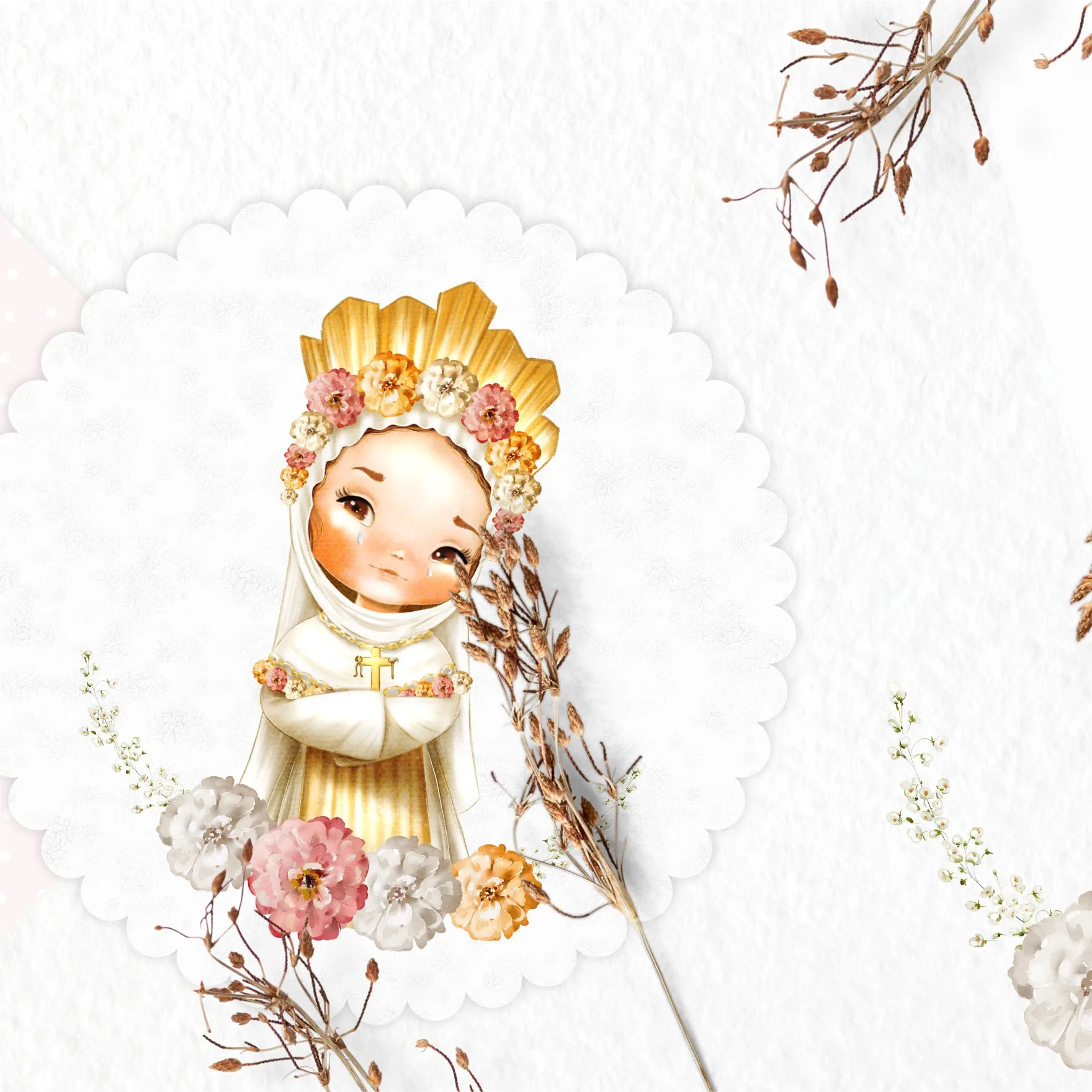 Kit Digital Santinhos Nossa Senhora de La Salette Aquarela 2 Kit Digital Santinhos Nossa Senhora de La Salette Aquarela