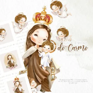 Kit Digital Santinhos Nossa Senhora do Carmo Em Aquarela 26 Kit Digital Santinhos Nossa Senhora do Carmo Em Aquarela