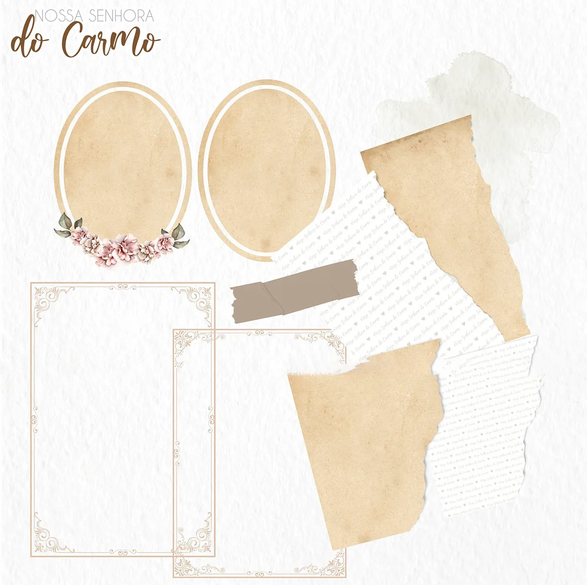 Kit Digital Santinhos Nossa Senhora do Carmo Em Aquarela