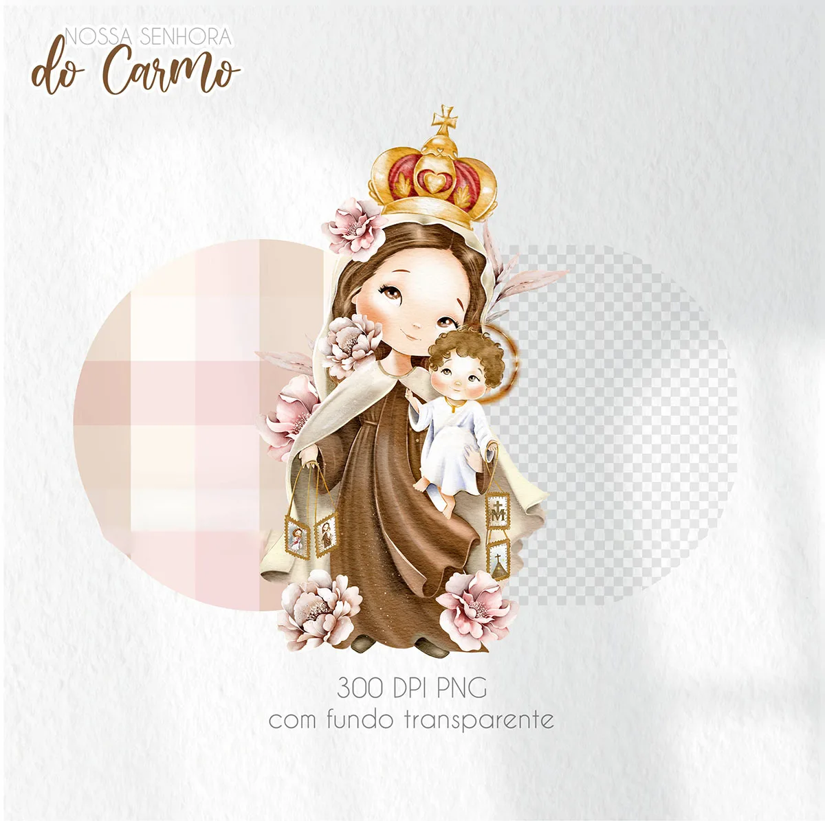 Kit Digital Santinhos Nossa Senhora do Carmo Em Aquarela