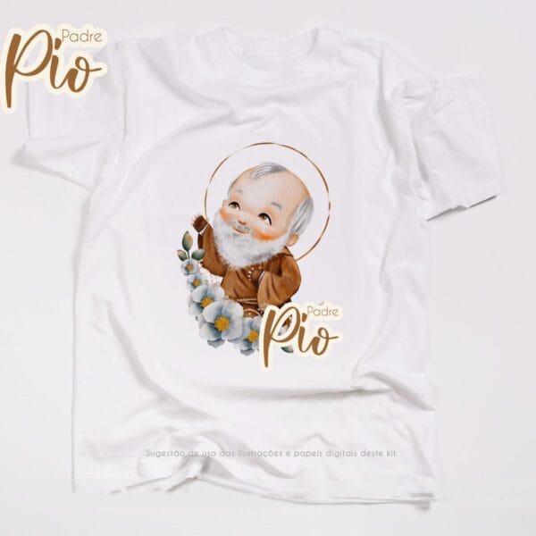 Kit Digital Santinhos Padre Pio Ilustrações Aquareladas PNG
