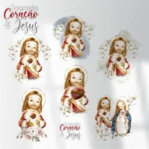 Kit Digital Santinhos Sagrado Coração de Jesus PNG