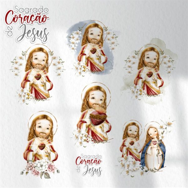 Kit Digital Santinhos Sagrado Coração de Jesus PNG