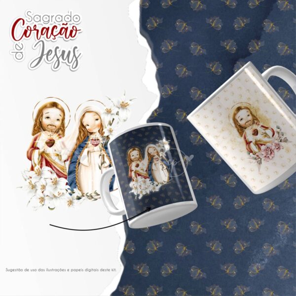 Kit Digital Santinhos Sagrado Coração de Jesus PNG