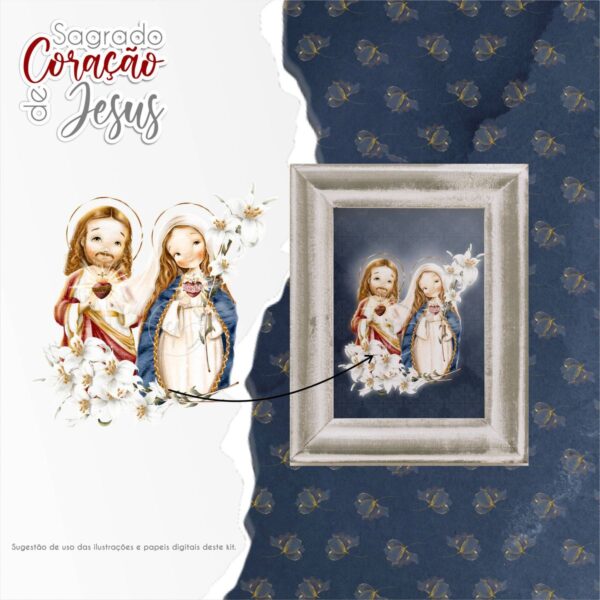 Kit Digital Santinhos Sagrado Coração de Jesus PNG