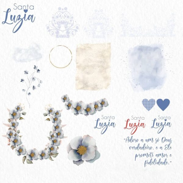 Kit Digital Santinhos Santa Luzia Ilustrações Aquarela Png