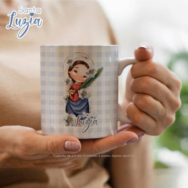 Kit Digital Santinhos Santa Luzia Ilustrações Aquarela Png