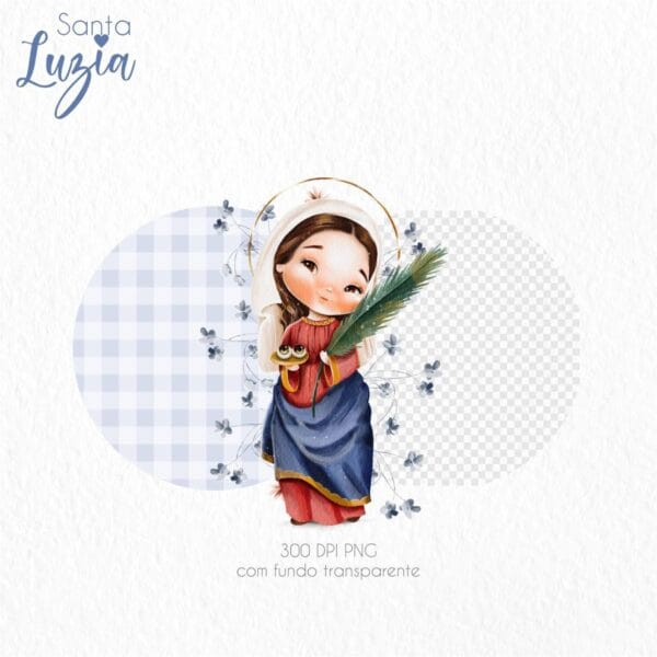 Kit Digital Santinhos Santa Luzia Ilustrações Aquarela Png