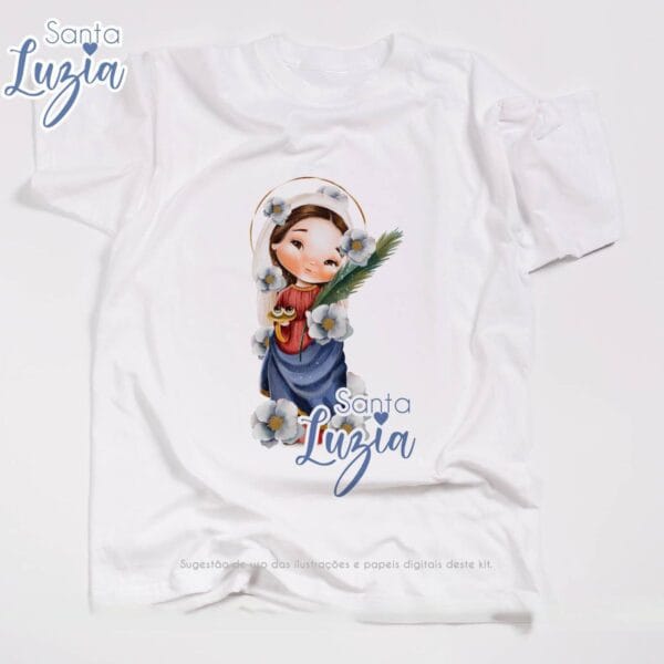 Kit Digital Santinhos Santa Luzia Ilustrações Aquarela Png