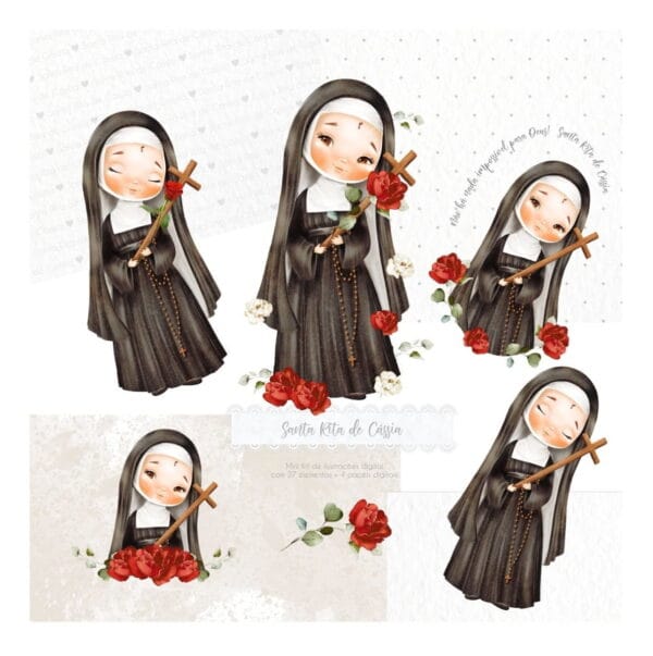 Kit Digital Santinhos Santa Rita De Cássia Santinhos Png