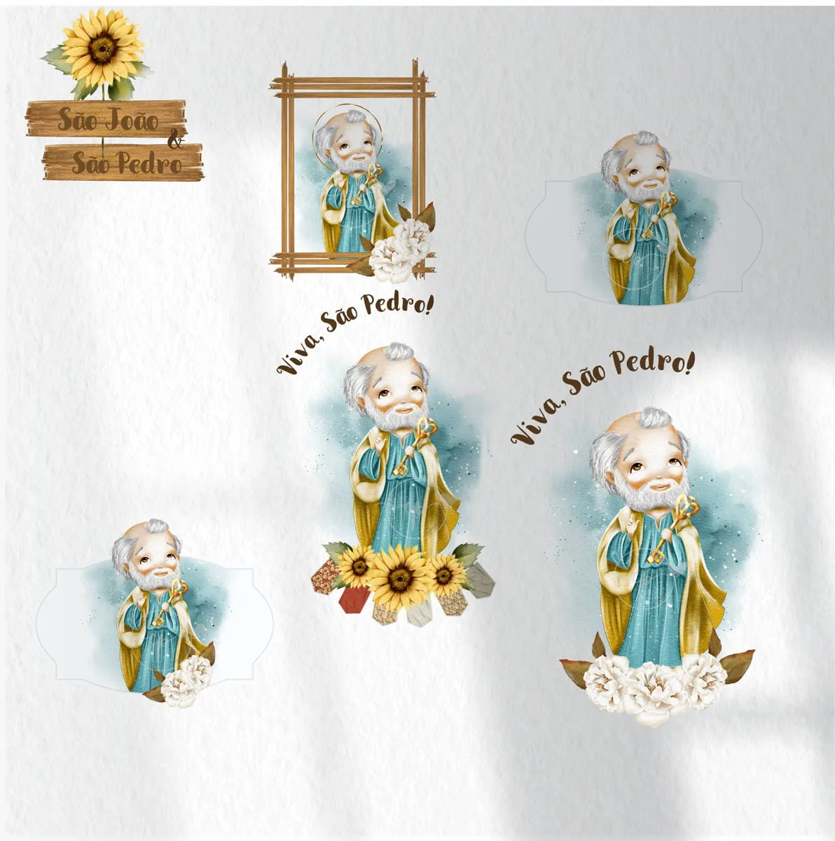 Kit Digital Santinhos São João e São Pedro Aquarela Católico