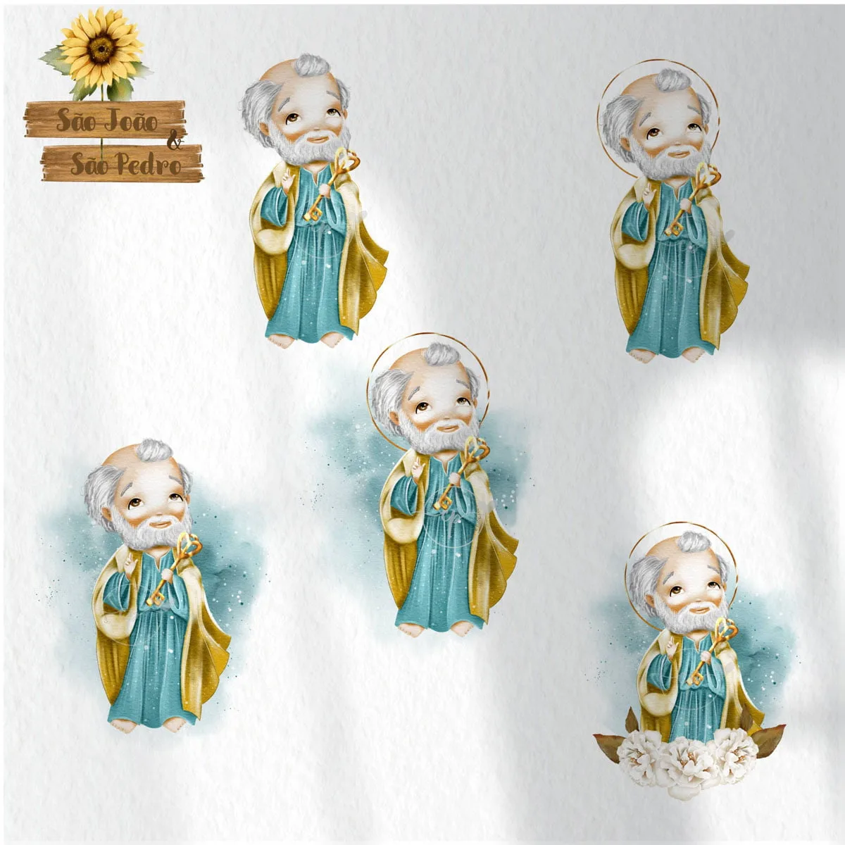 Kit Digital Santinhos São João e São Pedro Aquarela Católico