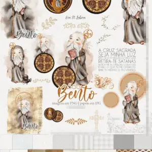 Kit Digital São Bento Aquarelado para Arte Religiosa