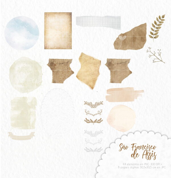 Kit Digital São Francisco de Assis Aquarelado Personalizados