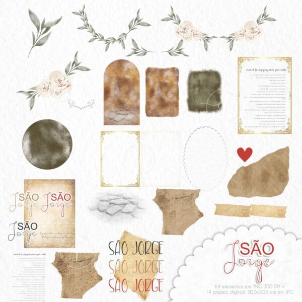 Kit Digital São Jorge Santinhos Imagens e Ilustrações em Png