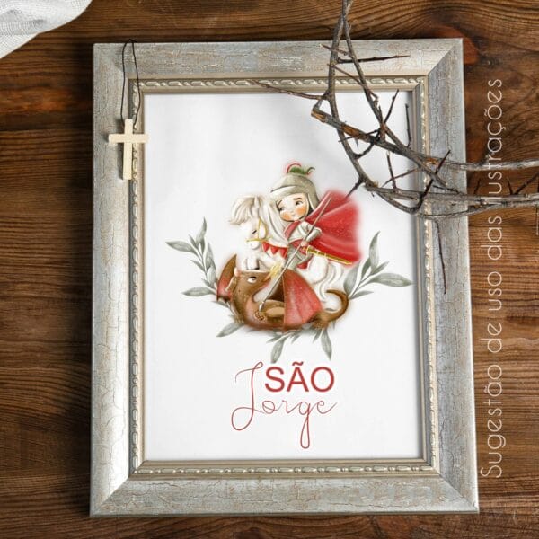 Kit Digital São Jorge Santinhos Imagens e Ilustrações em Png