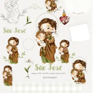 Kit Digital Sao Jose Aquarelado Png Devocional E Artesanato 2