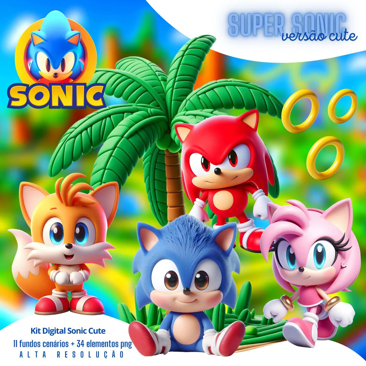 Kit Digital Sonic Baby Png Ilustrações Cute 3D 1 Kit Digital Sonic Baby Png Ilustrações Cute 3D