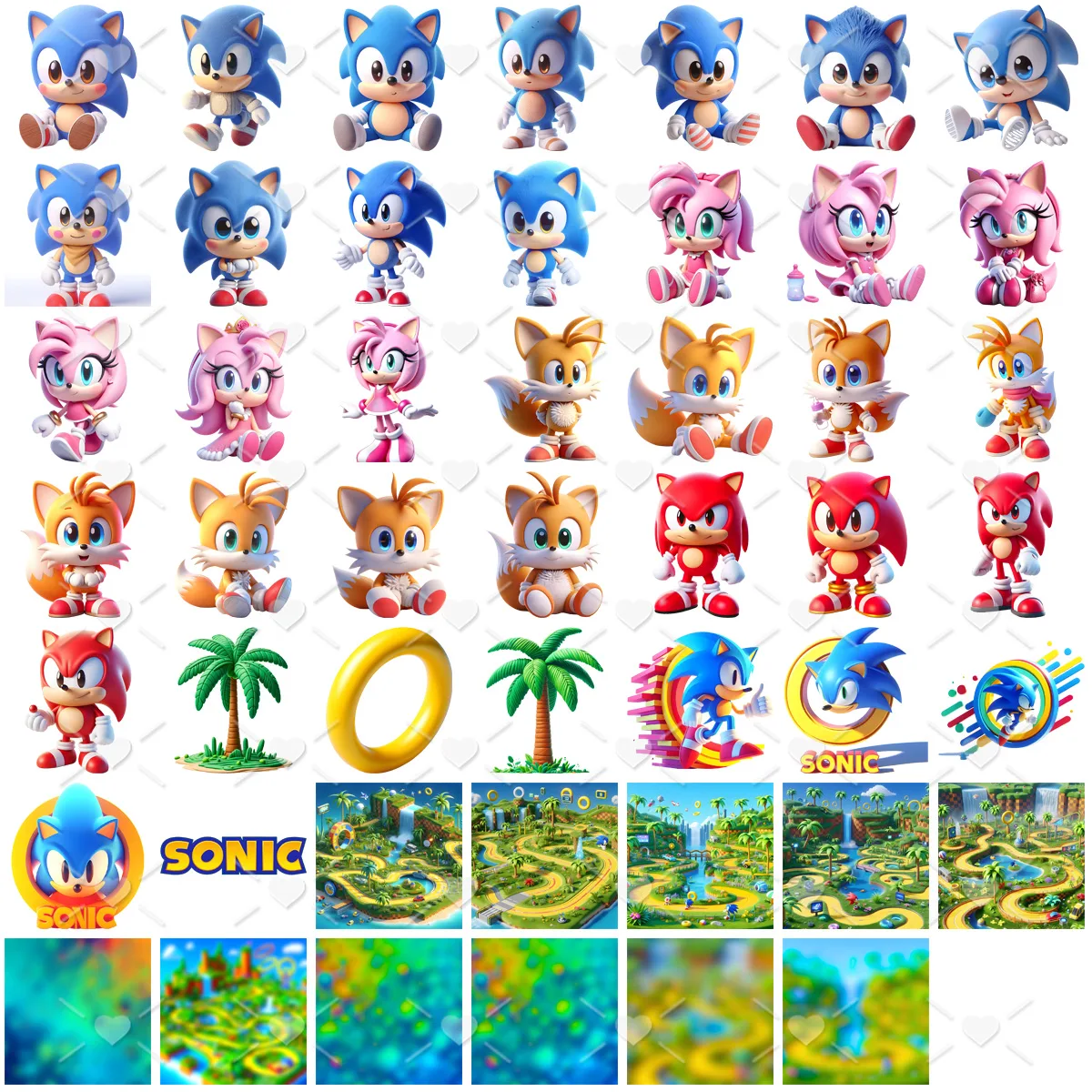 Kit Digital Sonic Baby Png Ilustrações Cute 3D 2 Kit Digital Sonic Baby Png Ilustrações Cute 3D - Imagem 2
