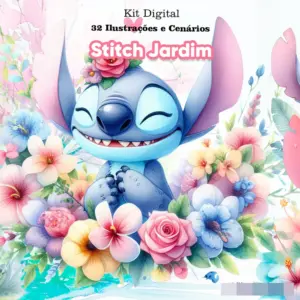 Kit Digital Stitch Jardim 3D para Sublimacao e Scrapbooking