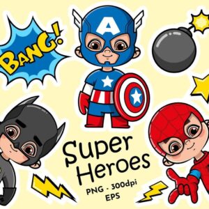 kit digital super heroes cute elementos