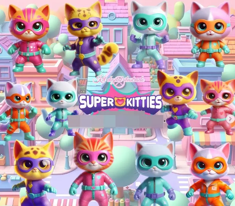 Kit Digital Super Kitties Gatos PNG para Personalizados 1 Kit Digital Super Kitties Gatos PNG para Personalizados