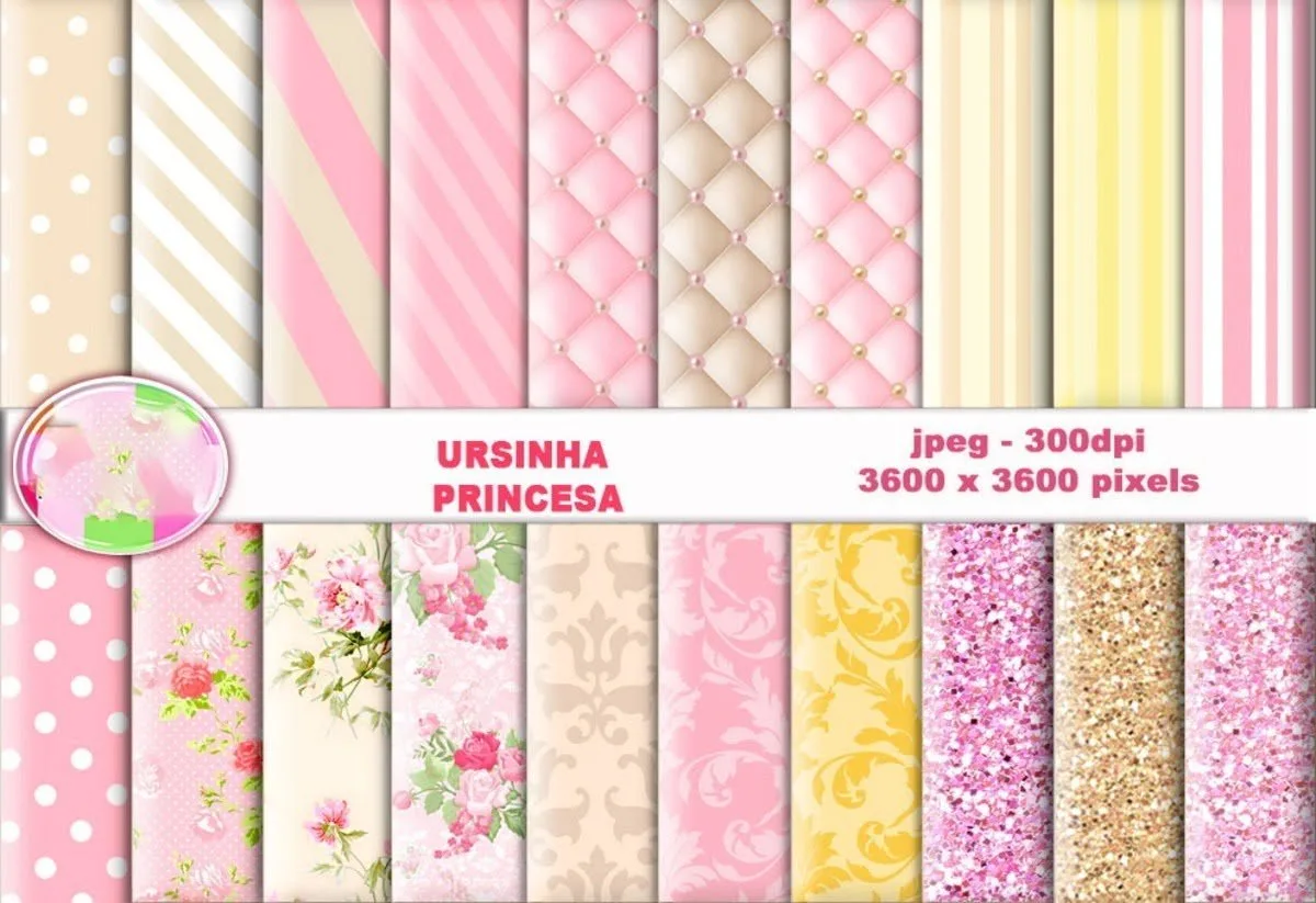 Kit Digital Ursinha Princesa Rosa Fofa Personalizados Em Png