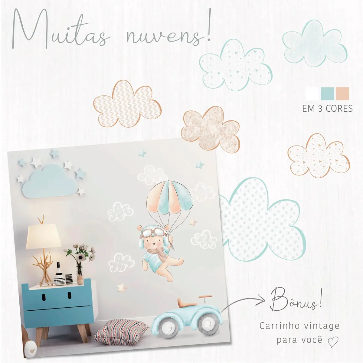Kit Digital Ursinho Aviador Em Aquarela Coleção O Tempo Voa