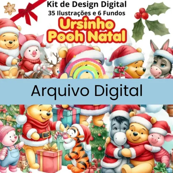Kit Digital Ursinho Pooh Natal Png Scrapbooking E Lembrancinhas 2