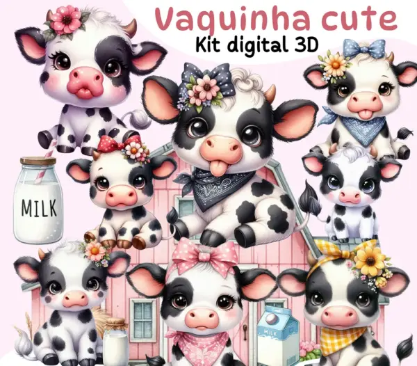 Kit Digital Vaquinha Png Para Scrapbooking E Sublimacao 2