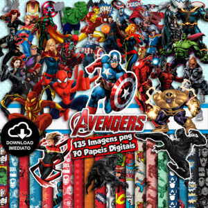 Kit Digital Vingadores Png Ilustrações Super Heróis Marvel