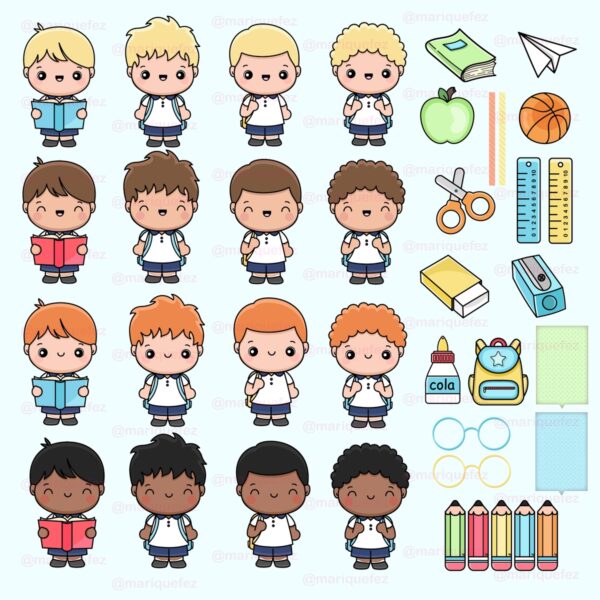 Kit Digital Volta às Aulas 375 Arquivos Ilustrações Aluninhos