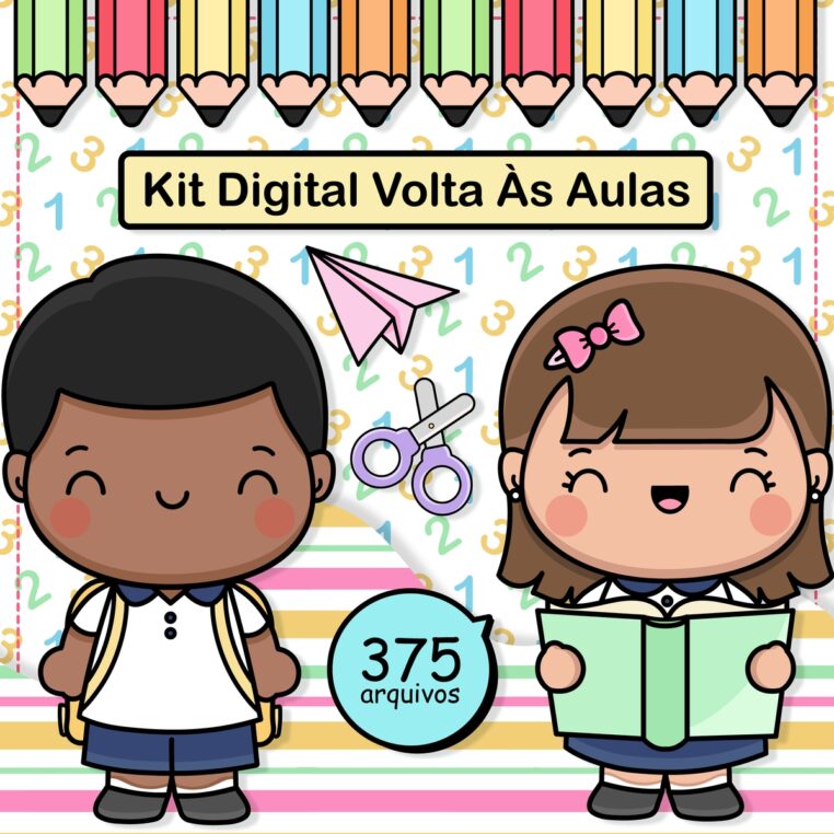 Kit Digital Volta às Aulas 375 Arquivos Ilustrações Aluninhos