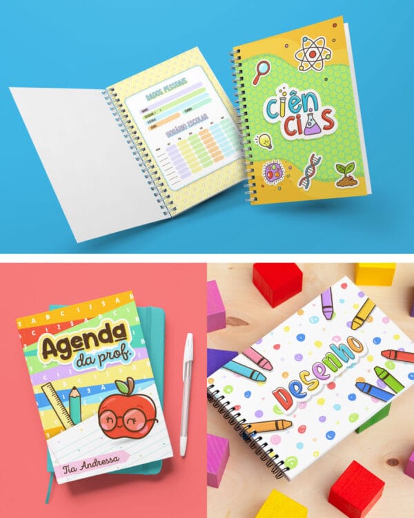 Kit Digital Volta Às Aulas Agendas Ilustrações Cards Balinha