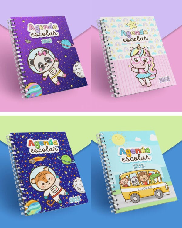 Kit Digital Volta Às Aulas Agendas Ilustrações Cards Balinha