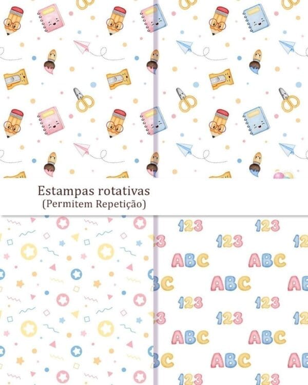 Kit Digital Volta Às Aulas Aquarelado Bichinhos Fofos Png