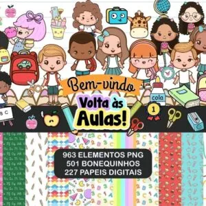 Kit Digital Volta As Aulas Escolar Clipartes Png + Brinde 48 Kit Digital Volta As Aulas Escolar Clipartes Png + Brinde