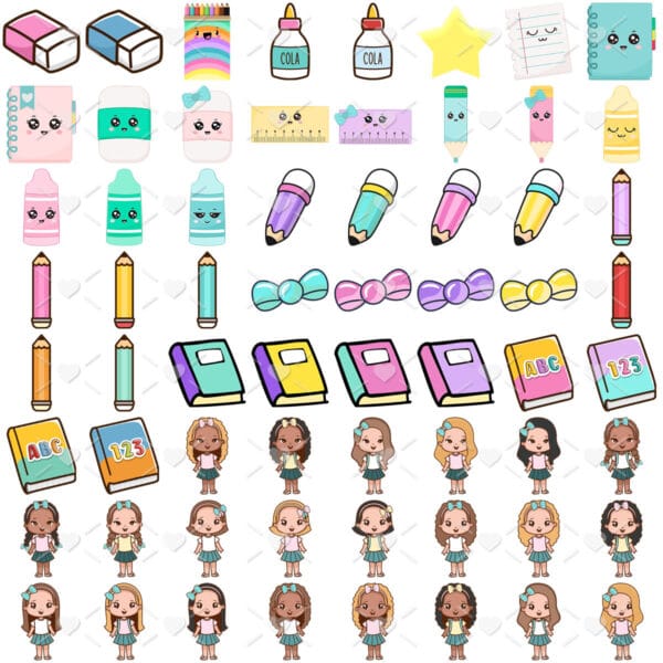 Kit Digital Volta As Aulas Escolar Clipartes Png + Brinde