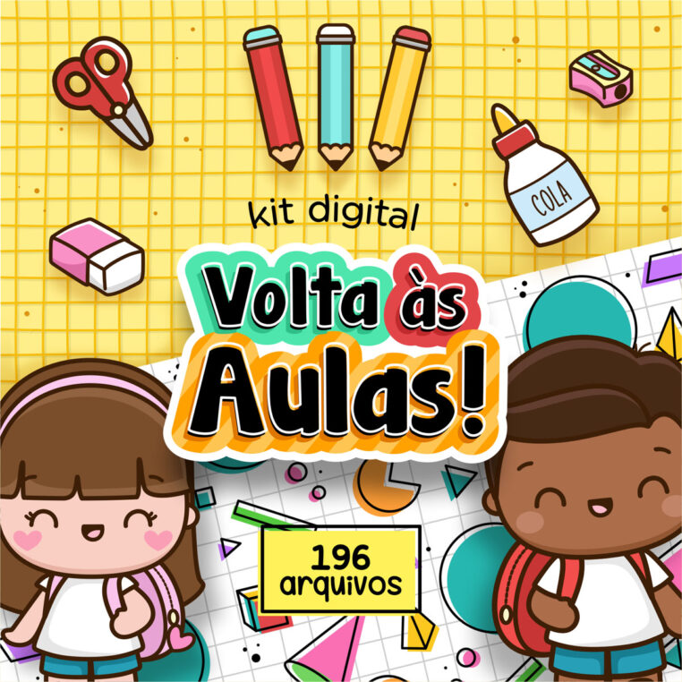 Kit Digital Volta Às Aulas Menino Menina Ilustrações Fofas