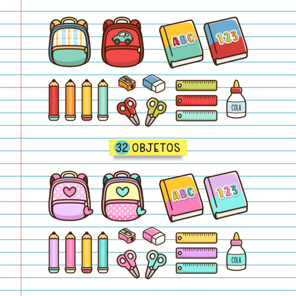 Kit Digital Volta Às Aulas Menino Menina Ilustrações Fofas