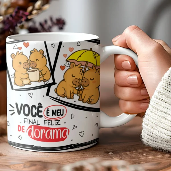 Kit Editável Capivara para Canecas - Dia dos Namorados